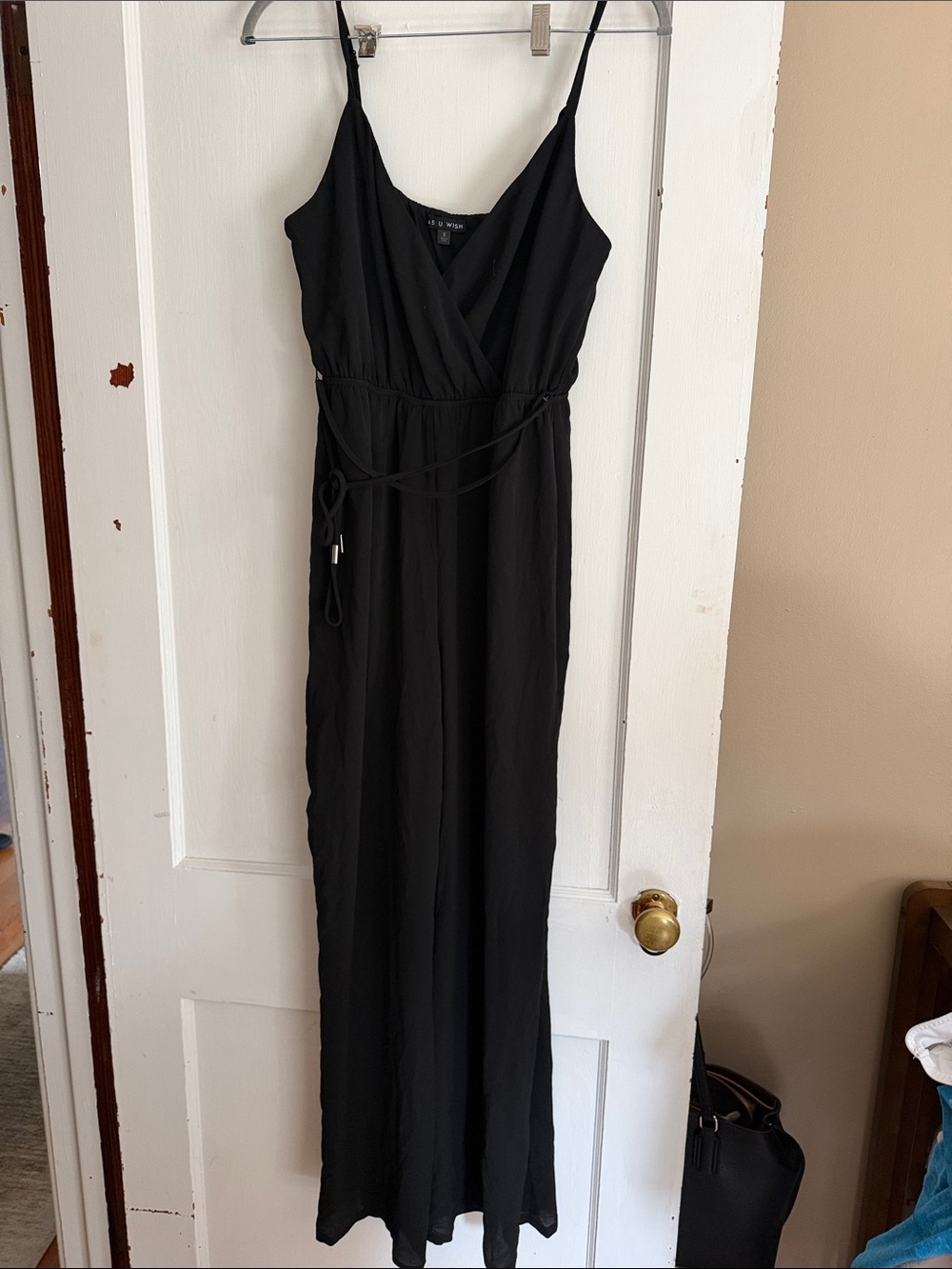 As U Wish Black Spaghetti-Strap Wrap Maxi Dress